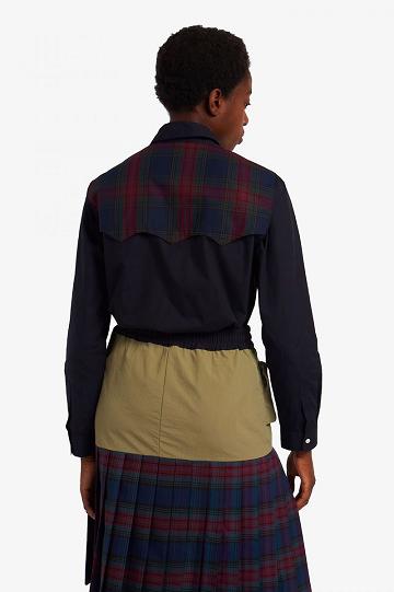 Fred Perry Tartan Panel Naisten Paidat Laivastonsininen | FI 1065JPQJ